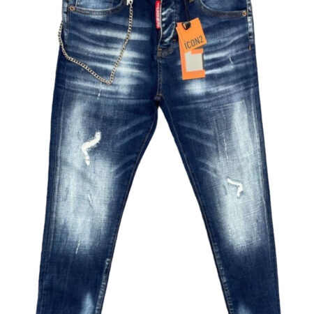 ICON 2 Regular Fit Distressed Blue Jeans