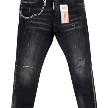 ICON 2 Skinny Fit Distressed Black Jeans