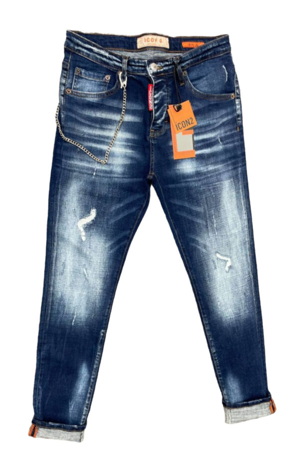ICON 2 Regular Fit Distressed Blue Jeans